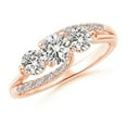 thumbnail image 1 of ANGARA Natural Three Stone Diamond Split Bypass Ring in 14K Rose Gold for Women (Size-4.9mm| Color-I-J| Clarity-I1-I2) | April Birthstone, Anniversary, Jewelry Gift for Women | Natural Diamond Ring, 1 of 8