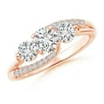 thumbnail image 1 of ANGARA Natural Three Stone Diamond Split Bypass Ring in 14K Rose Gold for Women (Size-4.9mm| Color-H| Clarity-SI2) | April Birthstone, Anniversary, Jewelry Gift for Women | Natural Diamond Ring, 1 of 8