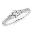 thumbnail image 1 of ANGARA Natural Prong-Set Diamond Three Stone Ring in 14K White Gold for Women (Size-4.9mm| Color-I-J| Clarity-I1-I2) | April Birthstone, Anniversary, Jewelry Gift for Women | Natural Diamond Ring, 1 of 8
