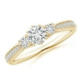 thumbnail image 1 of ANGARA Natural Prong-Set Diamond Three Stone Ring in 14K Yellow Gold for Women (Size-4.9mm| Color-H| Clarity-SI2) | April Birthstone, Anniversary, Jewelry Gift for Women | Natural Diamond Ring, 1 of 8