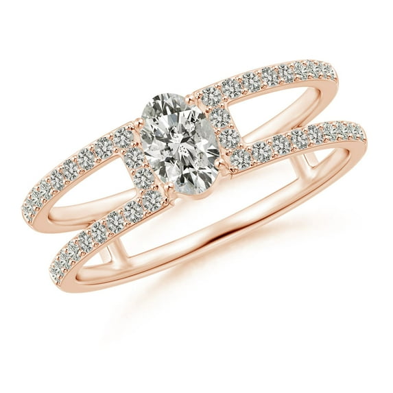 ANGARA Natural 0.43 Ct. Diamond Classic Stackable Ring in 14K Rose Gold for Women (Ring Size: 3.5)