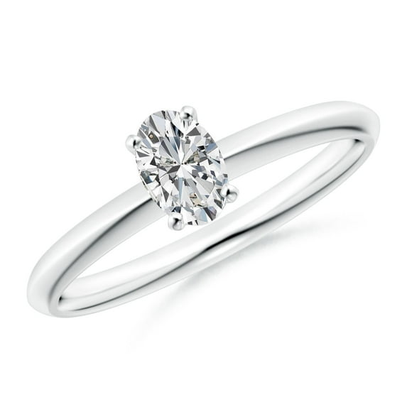 ANGARA Natural Oval Diamond Solitaire Engagement Ring in 14K White Gold for Women (Size-6x4mm| Color-H| Clarity-SI2) | April Birthstone, Anniversary, Jewelry Gift for Women | Natural Diamond Ring