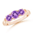 thumbnail image 1 of ANGARA Vintage Style Three Stone Natural Amethyst Wedding Band in Rose Gold for Women | February Birthstone, Anniversary, Jewelry Gift for Women | Natural Amethyst Engagement Ring (Ring Size - 9), 1 of 7