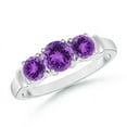thumbnail image 1 of ANGARA Vintage Style Three Stone Natural Amethyst Wedding Band in White Gold for Women | February Birthstone, Anniversary, Jewelry Gift for Women | Natural Amethyst Engagement Ring (Ring Size - 11), 1 of 7