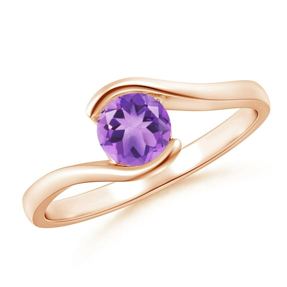ANGARA Natural 0.45 Ct. Amethyst Solitaire Ring in 14K Rose Gold for Women (Ring Size: 10)