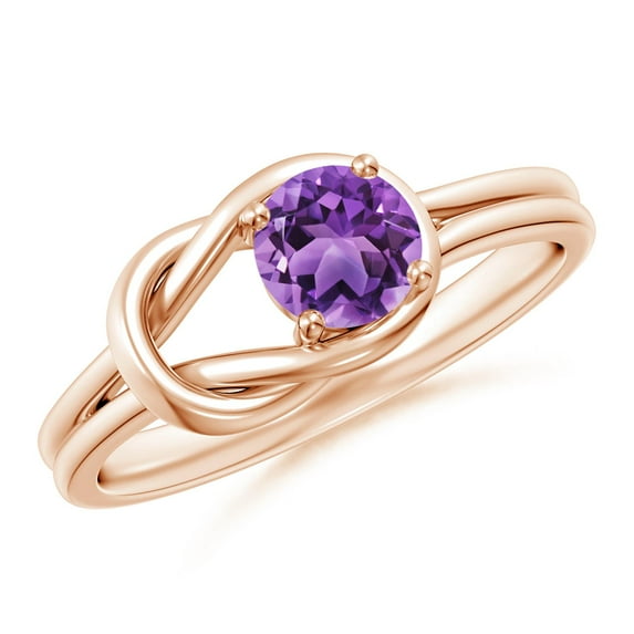 ANGARA Natural 0.45 Ct. Amethyst Solitaire Ring in 14K Rose Gold for Women (Ring Size: 4.5)