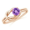 thumbnail image 1 of ANGARA Natural Solitaire Amethyst Infinity Knot Ring in 14K Rose Gold for Women (Size-5mm) | February Birthstone, Birthday, Anniversary, Jewelry Gift for Women | Natural Amethyst Ring, 1 of 9