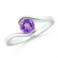 thumbnail image 1 of ANGARA Natural Semi Bezel-Set Solitaire Round Amethyst Bypass Ring in 14K White Gold for Women (Size-5mm) | February Birthstone, Birthday, Anniversary, Jewelry Gift for Women | Natural Amethyst Ring, 1 of 8