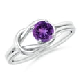 thumbnail image 1 of ANGARA Natural Solitaire Amethyst Infinity Knot Ring in 14K White Gold for Women (Size-5mm) | February Birthstone, Birthday, Anniversary, Jewelry Gift for Women | Natural Amethyst Ring, 1 of 9