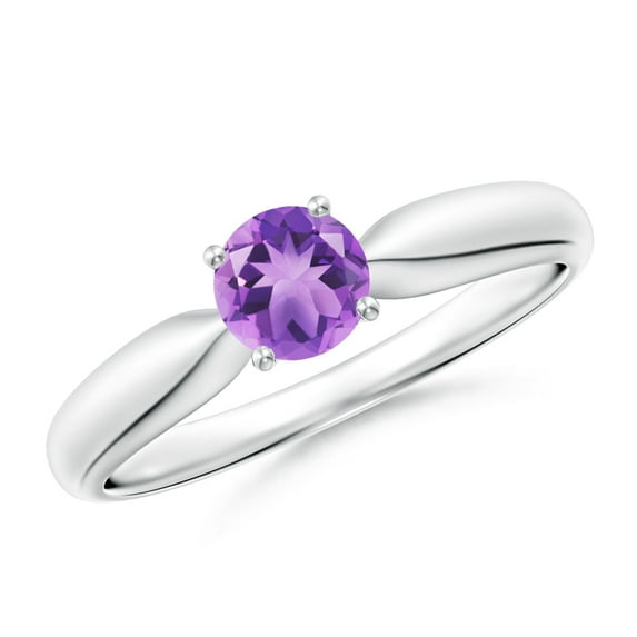 ANGARA Natural 0.45 Ct. Amethyst Solitaire Ring in 14K White Gold for Women (Ring Size: 9.5)