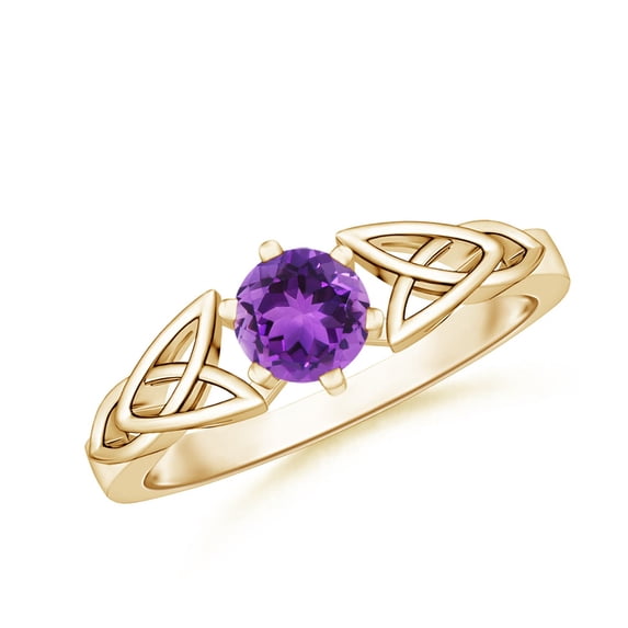 ANGARA Natural 0.45 Ct. Amethyst Solitaire Ring in 14K Yellow Gold for Women (Ring Size: 10.5)
