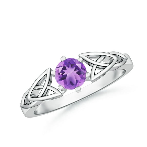 ANGARA Natural 0.45 Ct. Amethyst Solitaire Ring in Sterling Silver for Women (Ring Size: 12)