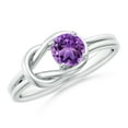 thumbnail image 1 of ANGARA Natural Solitaire Amethyst Infinity Knot Ring in 925 Sterling Silver for Women (Size-5mm) | February Birthstone, Birthday, Anniversary, Jewelry Gift for Women | Natural Amethyst Ring, 1 of 9