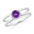 thumbnail image 1 of ANGARA Natural Amethyst Solitaire Parallel Split Shank Ring in 14K White Gold for Women (Size-5mm) | February Birthstone, Birthday, Anniversary, Jewelry Gift for Women | Natural Amethyst Ring, 1 of 9
