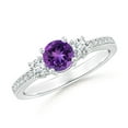 thumbnail image 1 of ANGARA Natural 0.45 Ct. Amethyst with Diamond Classic Ring in 14K White Gold for Women (Ring Size: 3), 1 of 9