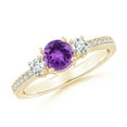 thumbnail image 1 of ANGARA Natural 0.45 Ct. Amethyst with Diamond Classic Ring in 14K Yellow Gold for Women (Ring Size: 12), 1 of 9