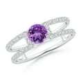 thumbnail image 1 of ANGARA Natural 0.45 Ct. Amethyst with Diamond Classic Stackable Ring in 14K White Gold for Women (Ring Size: 6.5), 1 of 9