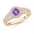 thumbnail image 1 of ANGARA Natural 0.45 Ct. Amethyst with Diamond Halo Ring in 14K Rose Gold for Women (Ring Size: 3.5), 1 of 8