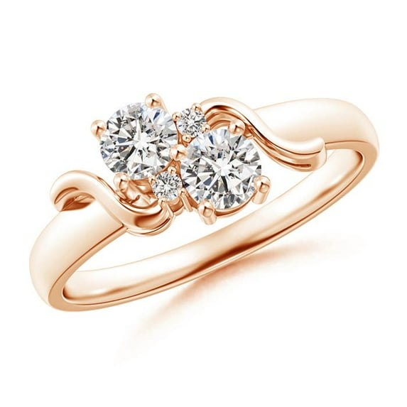 ANGARA Natural 0.46 Ct. Diamond Fashion Ring in 14K Rose Gold for Women (Ring Size: 9)