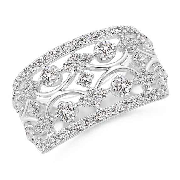 ANGARA Natural Style Diamond Broad Anniversary Ring in 14K White Gold for Women (Size-2.4mm| Color-I-J| Clarity-I1-I2) | April Birthstone, Anniversary, Jewelry Gift for Women | Natural Diamond Ring