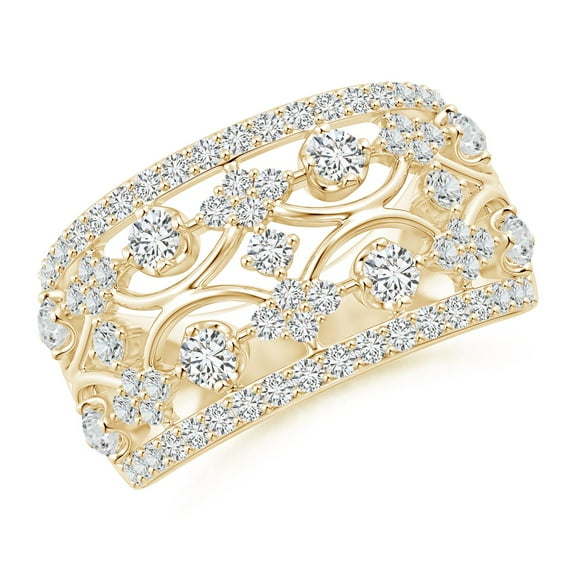 ANGARA Natural Style Diamond Broad Anniversary Ring in 14K Yellow Gold for Women (Size-2.4mm| Color-H| Clarity-SI2) | April Birthstone, Anniversary, Jewelry Gift for Women | Natural Diamond Ring