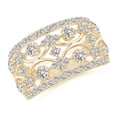 thumbnail image 1 of ANGARA Natural Style Diamond Broad Anniversary Ring in 14K Yellow Gold for Women (Size-2.4mm| Color-I-J| Clarity-I1-I2) | April Birthstone, Anniversary, Jewelry Gift for Women | Natural Diamond Ring, 1 of 9