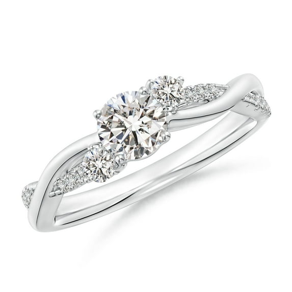 ANGARA Natural 0.47 Ct. Diamond Classic Ring in 14K White Gold for Women (Ring Size: 3.5)
