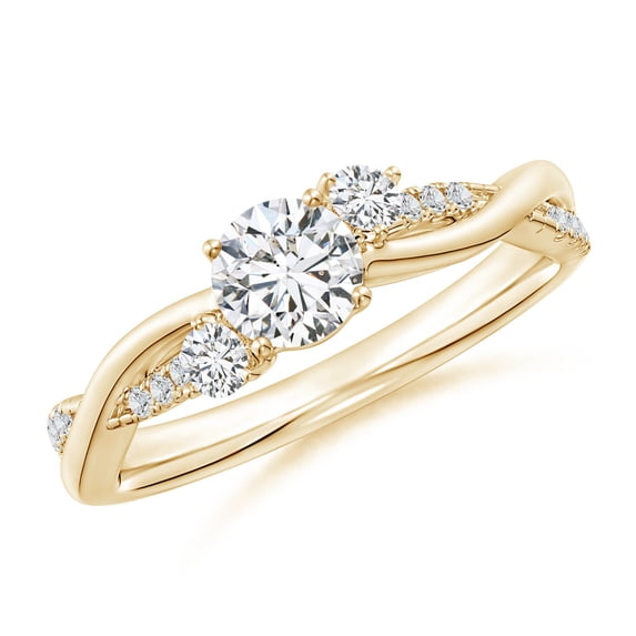 ANGARA Natural Nature Inspired Diamond Twisted Vine Ring in 14K Yellow Gold for Women (Size-5mm| Color-H| Clarity-SI2) | April Birthstone, Anniversary, Jewelry Gift for Women | Natural Diamond Ring