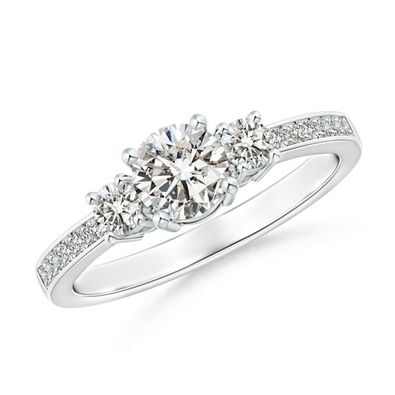 ANGARA Natural 0.47 Ct. Diamond Classic Ring in Sterling Silver for Women (Ring Size: 10.5)