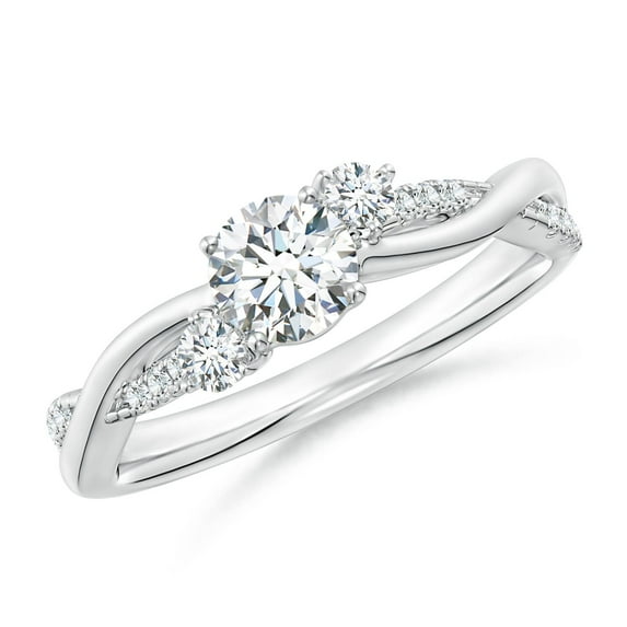 ANGARA Natural 0.47 Ct. Diamond Classic Ring in Sterling Silver for Women (Ring Size: 6.5)