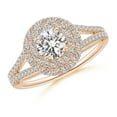 thumbnail image 1 of ANGARA Natural Double Halo Diamond Split Shank Ring in 14K Rose Gold for Women (Size-5mm| Color-I-J| Clarity-I1-I2) | April Birthstone, Anniversary, Jewelry Gift for Women | Natural Diamond Ring, 1 of 9