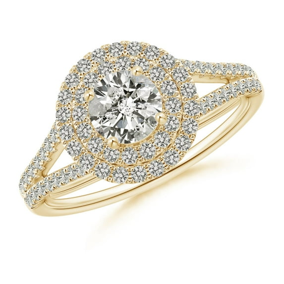 ANGARA Natural 0.47 Ct. Diamond Halo Engagement Ring in 14K Yellow Gold for Women (Ring Size: 9.5)