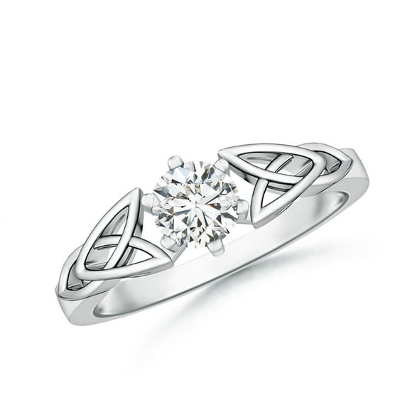 ANGARA Natural Solitaire Diamond Celtic Knot Ring in 14K White Gold for Women (Size-5mm| Color-H| Clarity-SI2) | April Birthstone, Birthday, Anniversary, Jewelry Gift for Women | Natural Diamond Ring