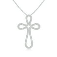 thumbnail image 1 of ANGARA Natural Diamond Loop Cross Pendant in 14K White Gold for Women (Size-1.35mm | Color-H| Clarity-SI2) | April Birthstone, Birthday, Anniversary, Jewelry Gift for Women | Natural Diamond Necklace, 1 of 7