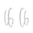 thumbnail image 1 of ANGARA Natural Diamond Twin Layer Hoop Earrings in 14K White Gold for Women (Size-1.35mm| Color-G| Clarity-VS2) | April Birthstone, Anniversary, Jewelry Gift for Women | Natural Diamond Earrings, 1 of 8
