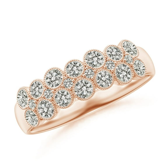 ANGARA Natural Diamond Bezel-Set Two-Layer Cobblestone Ring in 14K Rose Gold for Women (Size-2.5mm| Color-K| Clarity-I3) | April Birthstone, Anniversary, Jewelry Gift for Women | Natural Diamond Ring