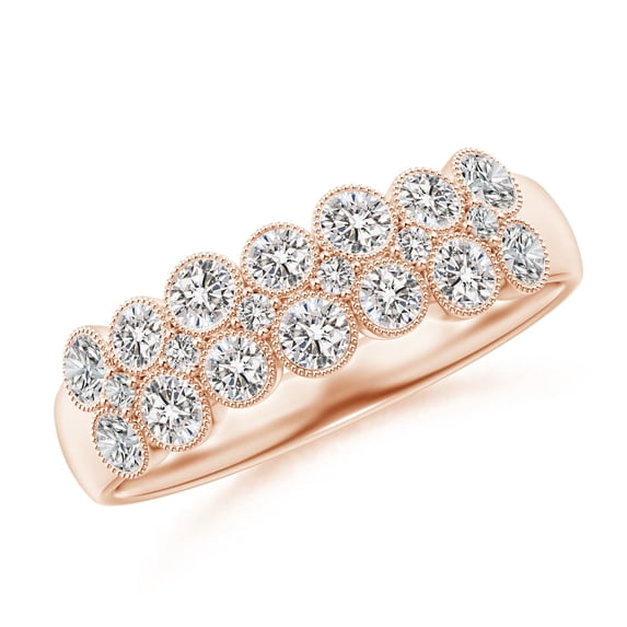 ANGARA Natural Diamond Two-Layer Cobblestone Ring in 14K Rose Gold for Women (Size-2.5mm| Color-I-J| Clarity-I1-I2) | April Birthstone, Anniversary, Jewelry Gift for Women | Natural Diamond Ring