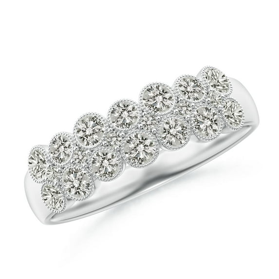 ANGARA Natural Diamond Two-Layer Cobblestone Ring in 14K White Gold for Women (Size-2.5mm| Color-K| Clarity-I3) | April Birthstone, Anniversary, Jewelry Gift for Women | Natural Diamond Ring