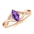 thumbnail image 1 of ANGARA Natural Criss-Cross Marquise Amethyst Solitaire Ring with Diamonds in 14K Rose Gold for Women (Size-8x4mm) | February Birthstone, Anniversary, Jewelry Gift for Women | Natural Amethyst Ring, 1 of 8