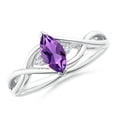 thumbnail image 1 of ANGARA Natural Criss-Cross Marquise Amethyst Solitaire Ring with Diamonds in 14K White Gold for Women (Size-8x4mm) | February Birthstone, Anniversary, Jewelry Gift for Women | Natural Amethyst Ring, 1 of 8