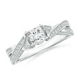 thumbnail image 1 of ANGARA Natural Diamond Crossover Engagement Ring in 14K White Gold for Women (Size-4.4mm| Color-G| Clarity-VS2) | April Birthstone, Anniversary, Jewelry Gift for Women | Natural Diamond Ring, 1 of 8
