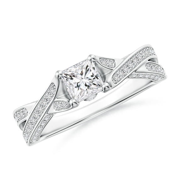 ANGARA Natural 0.5 Ct. Diamond Classic Engagement Ring in 14K White Gold for Women (Ring Size: 11.5)