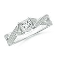 thumbnail image 1 of ANGARA Natural Diamond Crossover Engagement Ring in 14K White Gold for Women (Size-4.4mm| Color-H| Clarity-SI2) | April Birthstone, Anniversary, Jewelry Gift for Women | Natural Diamond Ring, 1 of 7