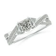 thumbnail image 1 of ANGARA Natural Diamond Solitaire Crossover Engagement Ring in 14K White Gold for Women (Size-4.4mm| Color-K| Clarity-I3) | April Birthstone, Anniversary, Jewelry Gift for Women | Natural Diamond Ring, 1 of 7