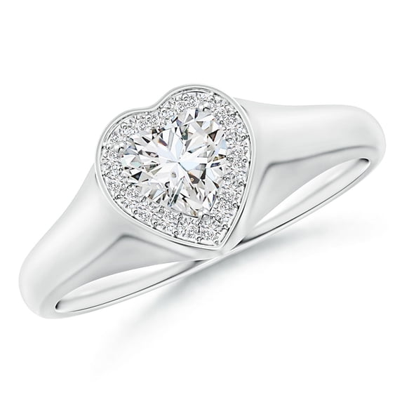 ANGARA Natural 0.5 Ct. Diamond Halo Ring in 14K White Gold for Women (Ring Size: 12)