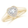thumbnail image 1 of ANGARA Natural 0.5 Ct. Diamond Halo Ring in 14K Yellow Gold for Women (Ring Size: 3.5), 1 of 9