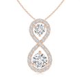 thumbnail image 1 of ANGARA Natural Double Diamond Infinity Pendant in 14K Rose Gold for Women (Size-5.1mm| Color-H| Clarity-SI2) | April Birthstone, Anniversary, Jewelry Gift for Women | Natural Diamond Necklace, 1 of 7