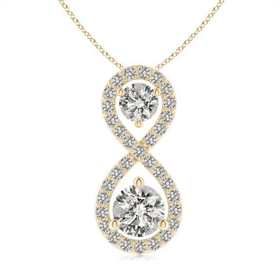 ANGARA Natural Double Diamond Infinity Pendant in 14K Yellow Gold for Women (Size-5.1mm| Color-K| Clarity-I3) | April Birthstone, Anniversary, Jewelry Gift for Women | Natural Diamond Necklace