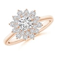 thumbnail image 1 of ANGARA Natural Classic Double Floral Halo Diamond Ring in 14K Rose Gold for Women (Size-5.1mm| Color-H| Clarity-SI2) | April Birthstone, Anniversary, Jewelry Gift for Women | Natural Diamond Ring, 1 of 9