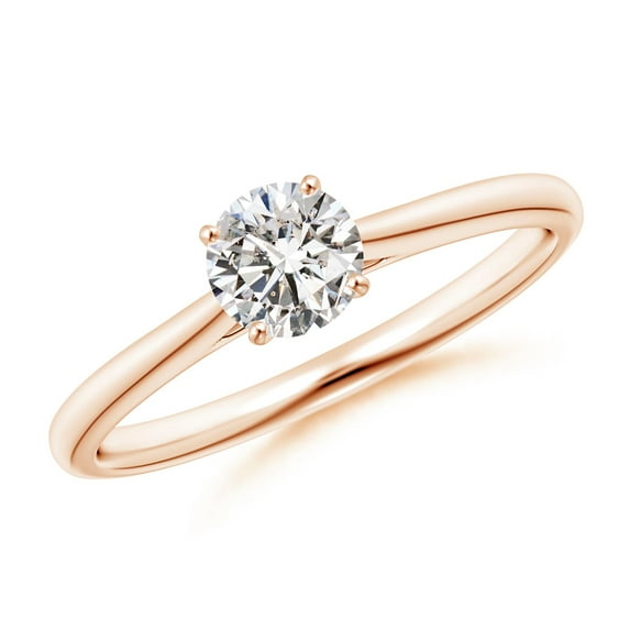 ANGARA Natural Diamond Tapered Cathedral Engagement Ring in 14K Rose Gold for Women (Size-5.1mm| Color-I-J| Clarity-I1-I2) | Anniversary, Jewelry Gift for Women | Natural Diamond Ring